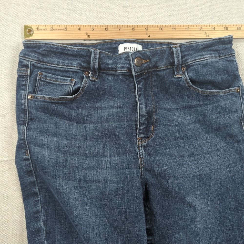 Pistola Jeans Womens 14W Blue High Rise Straight Dark Wash Stretch - Picture 7 of 15